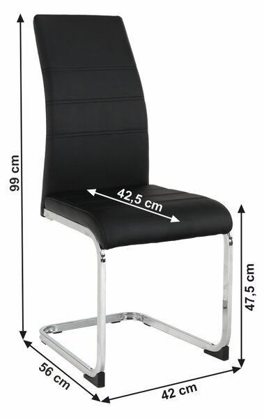 KONDELA Jedálenská stolička, čierna/chróm, VATENA