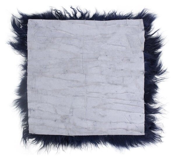 Kožený modrý podsedák dlhý chlp - 40 * 40 * 2cm - Mars & More