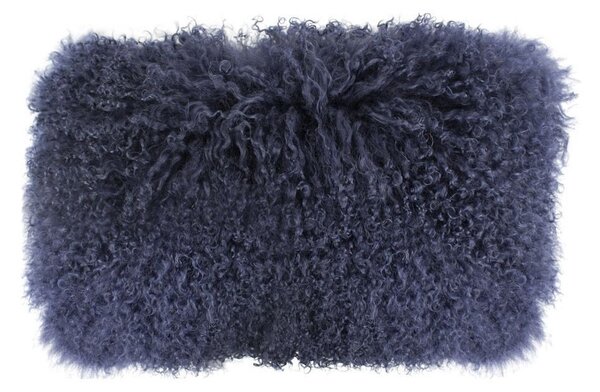 Vankúš modrá ovčej kože kučeravý dlhý chlp Navy Curly - 50 * 30 * 10cm - Mars & More