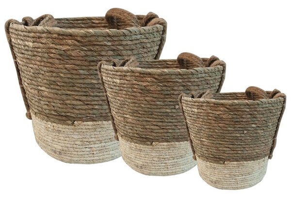 Prírodné pletené košíky s ušami - 35 * 35 * 30/30 * 30 * 25/23 * 23 * 20 cm - Mars & More