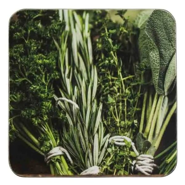 6ks pevné korkové podtácky bylinky Herbs - 10*10*0,4cm - Mars & More