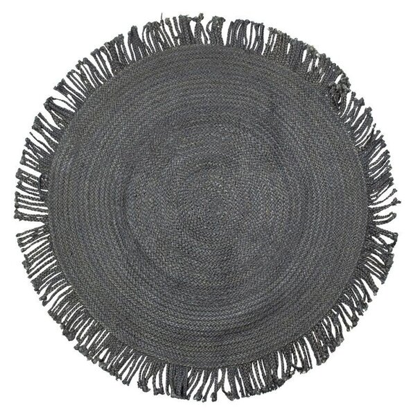 Čierny jutový koberec so strapcami Fringe - Ø120 * 1cm - Mars & More