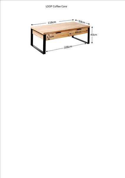 KONFERENČNÝ STOLÍK, farba duba, kov, kompozitné drevo, 118/59/40 cm - Stolíky do obývačky, Online Only