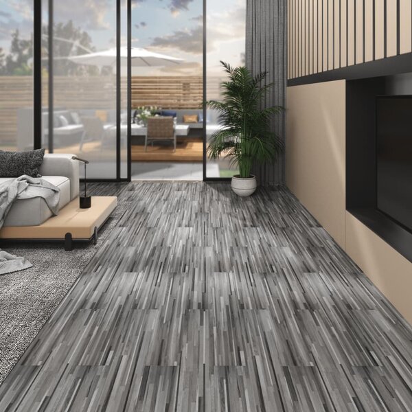 Nesamolepiace podlahové dosky, PVC 4,46 m² 3 mm, sivé pruhy