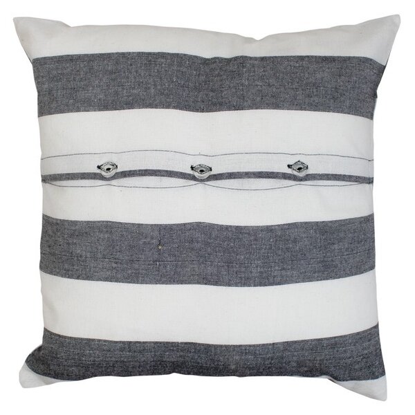 Čierno-biely bavlnený pruhovaný vankúš Chambray - 40 * 40 * 10cm - Mars & More