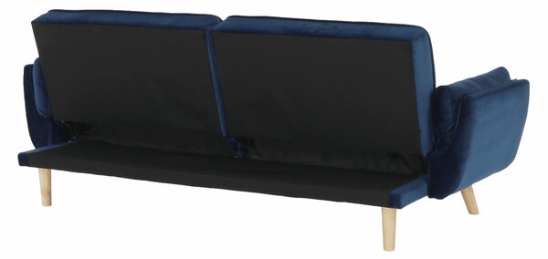KONDELA Pohovka rozkladacia, kráľovská modrá látka Velvet/dub, FILEMA