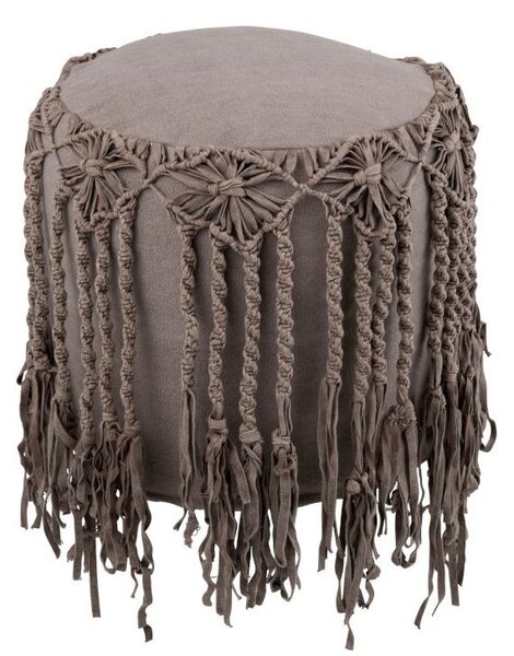 Bavlnený puf macramé taupe - Ø 45 * 45cm - J-Line by Jolipa