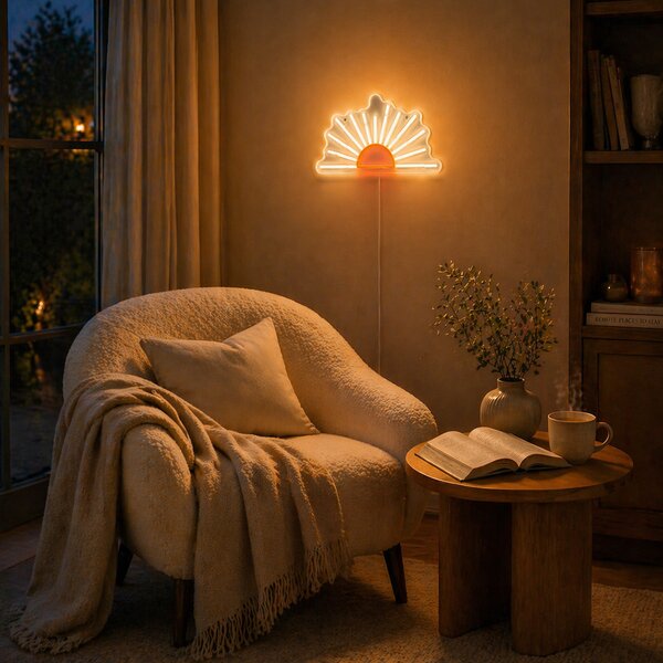 Neónová nástenná lampa teplá biela s oranžovou vrátane LED - Sunset
