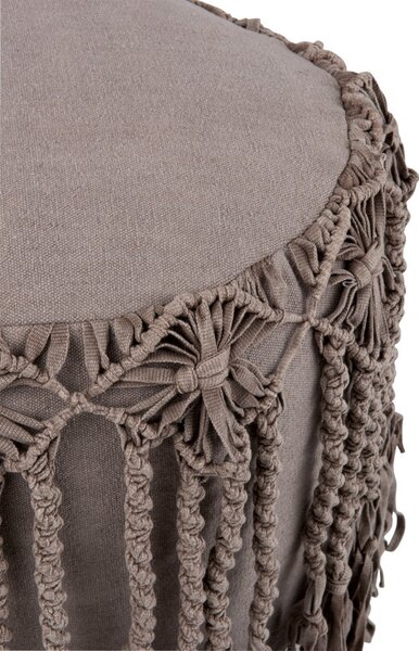 Bavlnený puf macramé taupe - Ø 45 * 45cm - J-Line by Jolipa