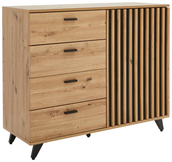 ŠIROKÁ KOMODA, čierna, farba duba, 103/86/40 cm MID.YOU - Online Only drobný nábytok, Online Only