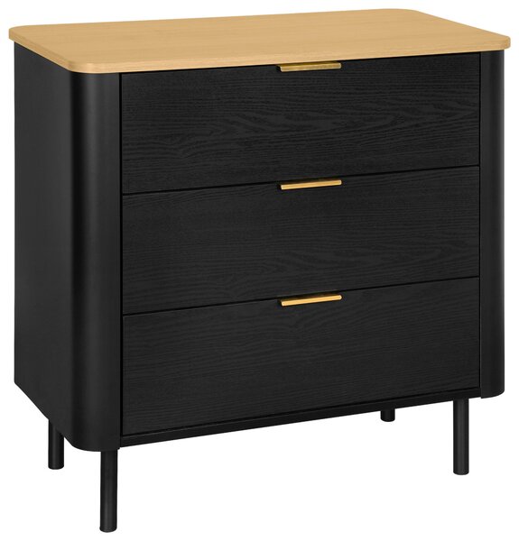 KOMODA, čierna, farba duba, 73/75/40 cm Xora - Komody, Online Only