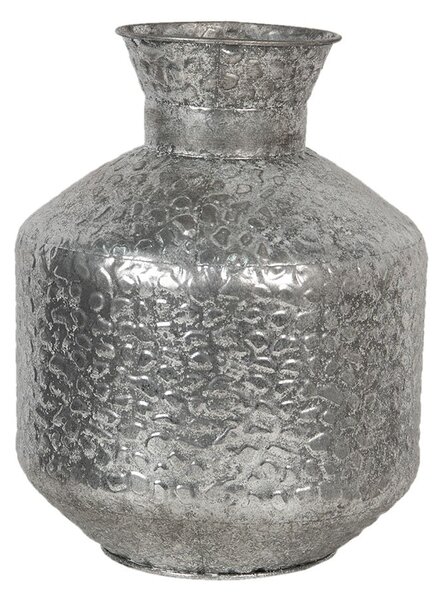 Strieborná kovová váza s reliéfom Marquite - Ø 26 * 34 cm - Clayre & Eef