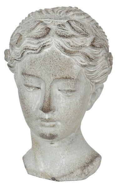 Šedá socha hlava ženy - 12 * 11 * 17 cm - Clayre & Eef