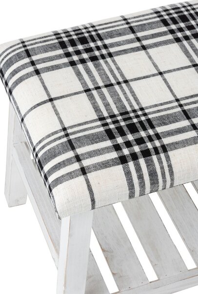 Biela drevená lavica s textilným sedákom Matte - 80 * 40 * 44cm - J-Line by Jolipa
