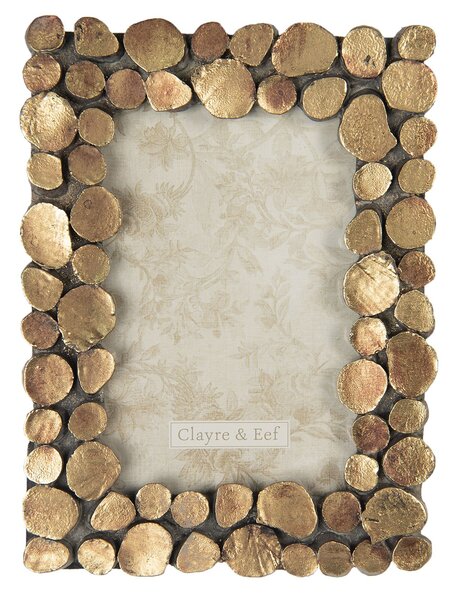 Rámček na fotografie so zlatými kamienkami - 15 * 2 * 20 cm / 10 * 15 cm - Clayre & Eef