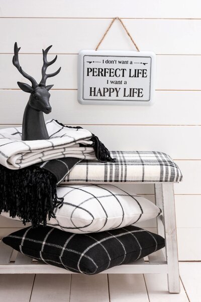 Biela drevená lavica s textilným sedákom Matte - 80 * 40 * 44cm - J-Line by Jolipa