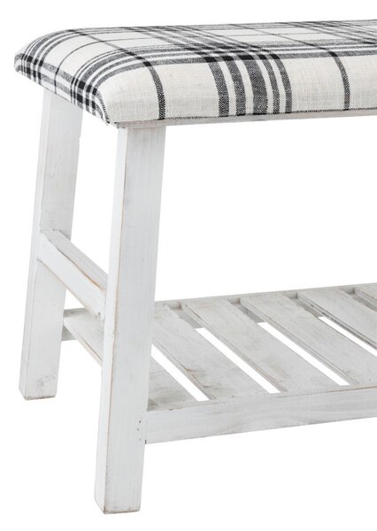 Biela drevená lavica s textilným sedákom Matte - 80 * 40 * 44cm - J-Line by Jolipa