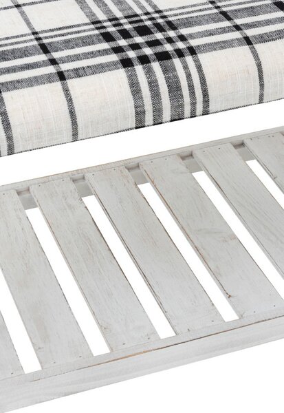 Biela drevená lavica s textilným sedákom Matte - 80 * 40 * 44cm - J-Line by Jolipa