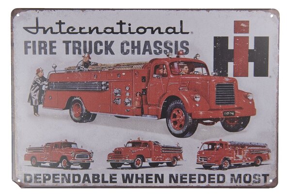 Kovová nástenná cedule Fire Truck - 30 * 20 cm - Clayre & Eef