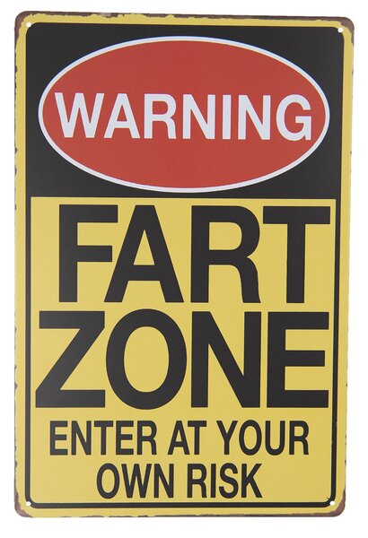 Žltá nástenná kovová ceduľa Warning - 20*30 cm - Clayre & Eef