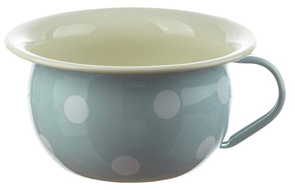 Modrá smaltovaná misa s uchom a bodkami Blue dot - Ø 18 * 10cm - 1L - Münder Email