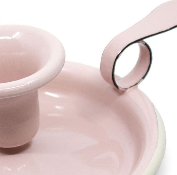 Ružový smaltovaný svietnik Pink dot - Ø 13 * 6cm - Münder Email