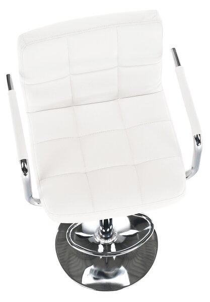 KONDELA Barová stolička, biela ekokoža/chróm, LEORA 3 NEW