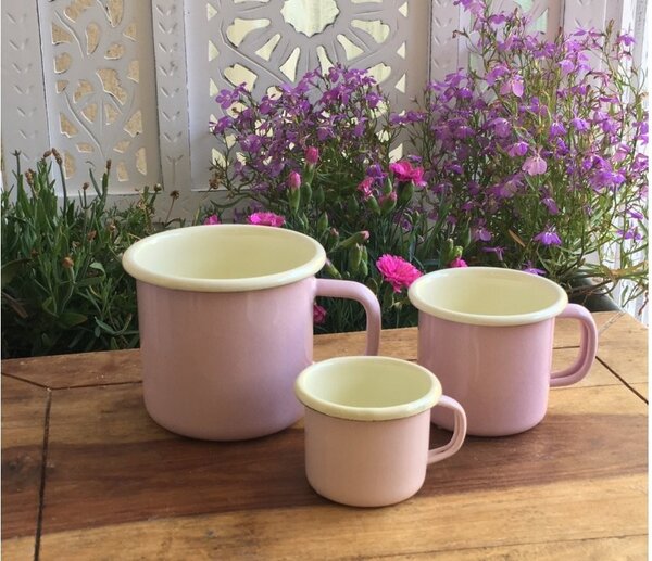 Ružový smaltovaný hrnček Pink dot - Ø8 * 8cm - 250ml - Münder Email