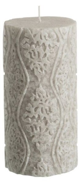 Mintovou valcovitá sviečka s ornamentami - Ø7,5 * 15cm - J-Line by Jolipa