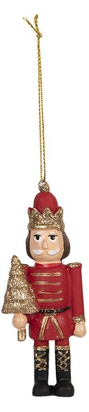 Závesná vianočné dekorácie Luskáčik sa stromčekom - 4 * 2 * 9 cm - Clayre & Eef