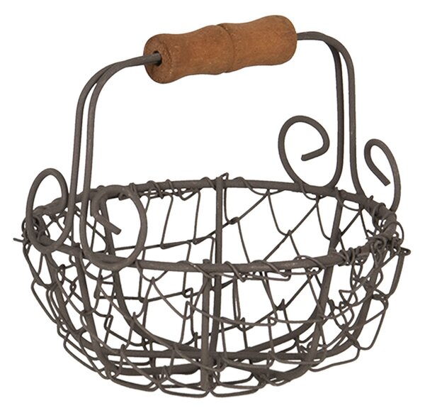 Malý drôtený košík s uchom Filaire - Ø 11 * 11 cm - Clayre & Eef
