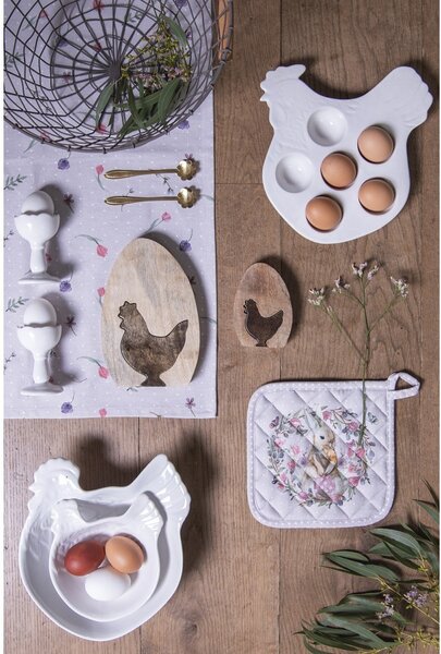 Biela keramická miska v dizajne sliepky Campagne - 23 * 26 * 7 cm - Clayre & Eef