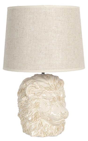 Béžová stolná lampa s hlavou leva - Ø 30 * 49 cm E27 / max 1 * 60W - Clayre & Eef