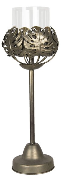 Bronzový svietnik s dekoráciou listov Malgier - Ø 18 * 49 cm - Clayre & Eef