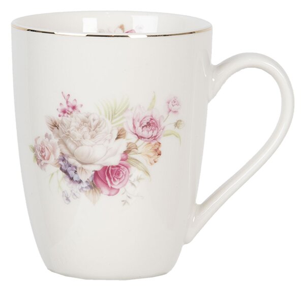 Porcelánový hrnček Friendly Roses - 12*9*11 cm / 0.33L - Clayre & Eef