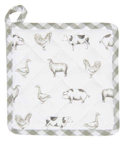 Bavlnená podložka pod hrniec Country Life Animals bielo-zelená - 20 * 20 cm - Clayre & Eef