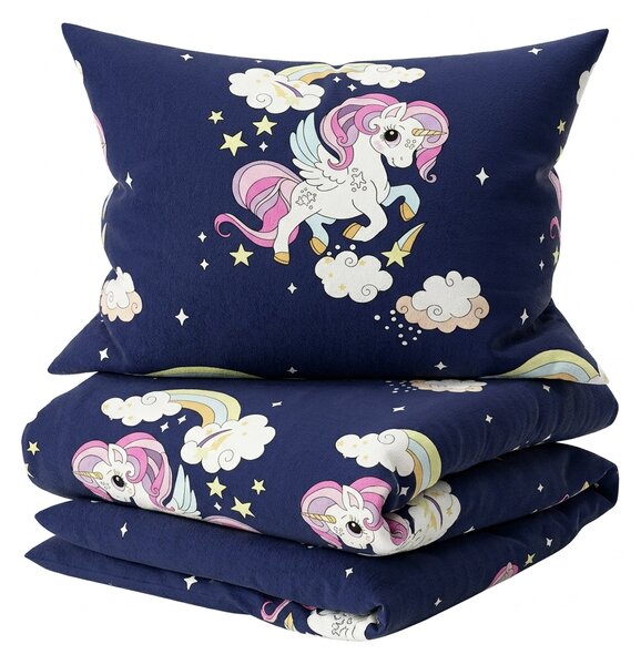 Bavlnené obliečky UNICORN modré Rozmer obliečky: 2 ks 70 x 90 cm | 200 x 220 cm