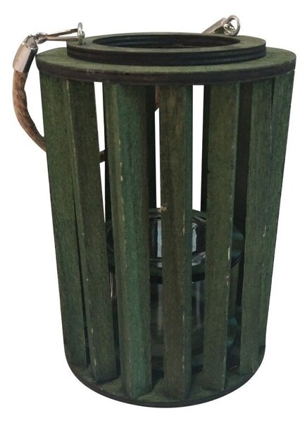 Zelená drevená lampáš Grass - Ø 15 * 20cm - Mars & More