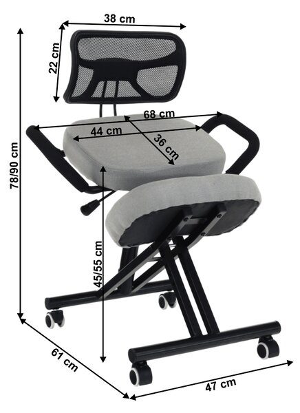 KONDELA Ergonomická kľakačka, sivohnedá Taupe/čierna, RUFUS