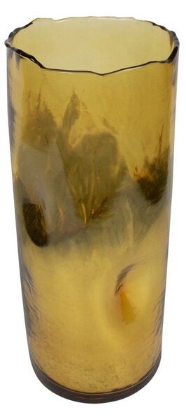 Zlatý sklenený svietnik / váza s prehnutím - Ø16,5 * 40cm - Mars & More
