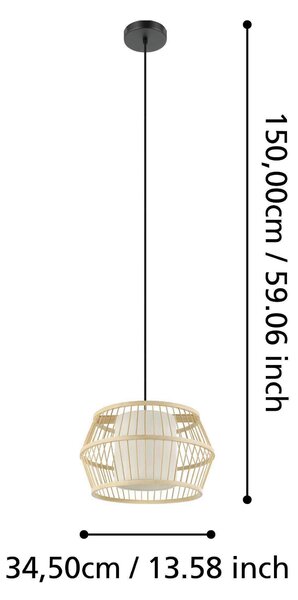 ZÁVESNÉ SVIETIDLO, 34,5/150 cm Eglo - Online Only bytové doplnky, Online Only