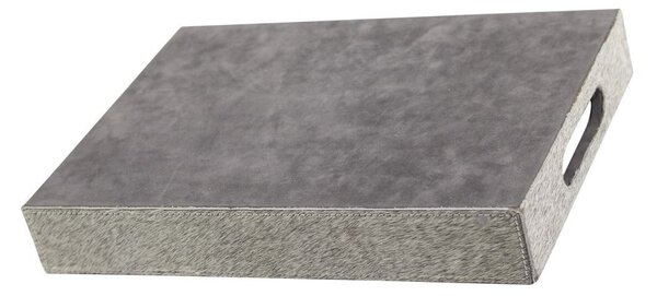Sada 3ks servírovacie podnosy s hovädzou kožou šedá - 46 * 36,5 * 5cm / 40,5 * 30,5 * 5cm / 33,5 * 24,5 * 5cm - Mars & More