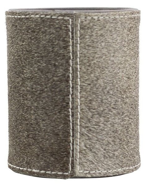 Šedý kožený stojan na ceruzky z kravskej kože - Ø 9 * 10cm - Mars & More