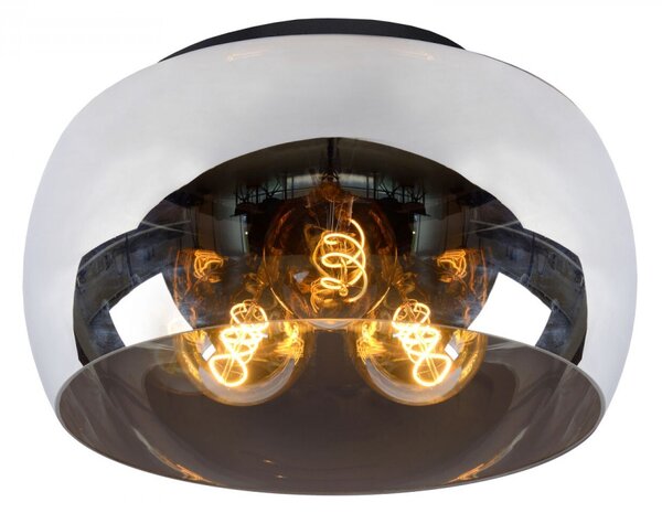 Lucide 45101/40/65 OLIVIA prisadené stropné svietidlo D400mm | 3xE27 - čierna, dymové sklo