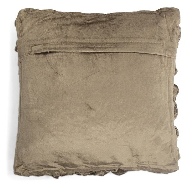 Taupe zamatový nariasený vankúš Smock- 30 * 30 * 10cm - Mars & More