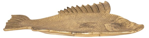Zlatá dekoratívne miska s patinou v tvare rybky - 10 * 2 * 32 cm - Clayre & Eef