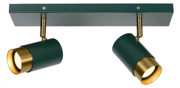 Lucide 35913/02/33 FLORIS stropné bodové svietidlo D100mm | 2xGU10 - zelená, mosadz