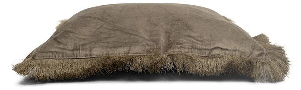 Taupe zamatový vankúš s strapcami Smock - 45 * 45 * 10cm - Mars & More