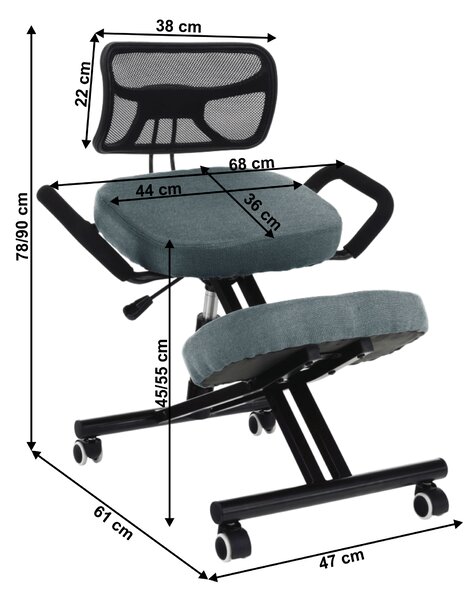 KONDELA Ergonomická kľakačka, sivá/čierna, RUFUS