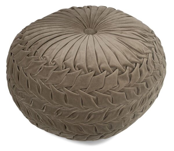 Taupe zamatový nariasený Puf Smock - Ø 50 * 30cm - Mars & More